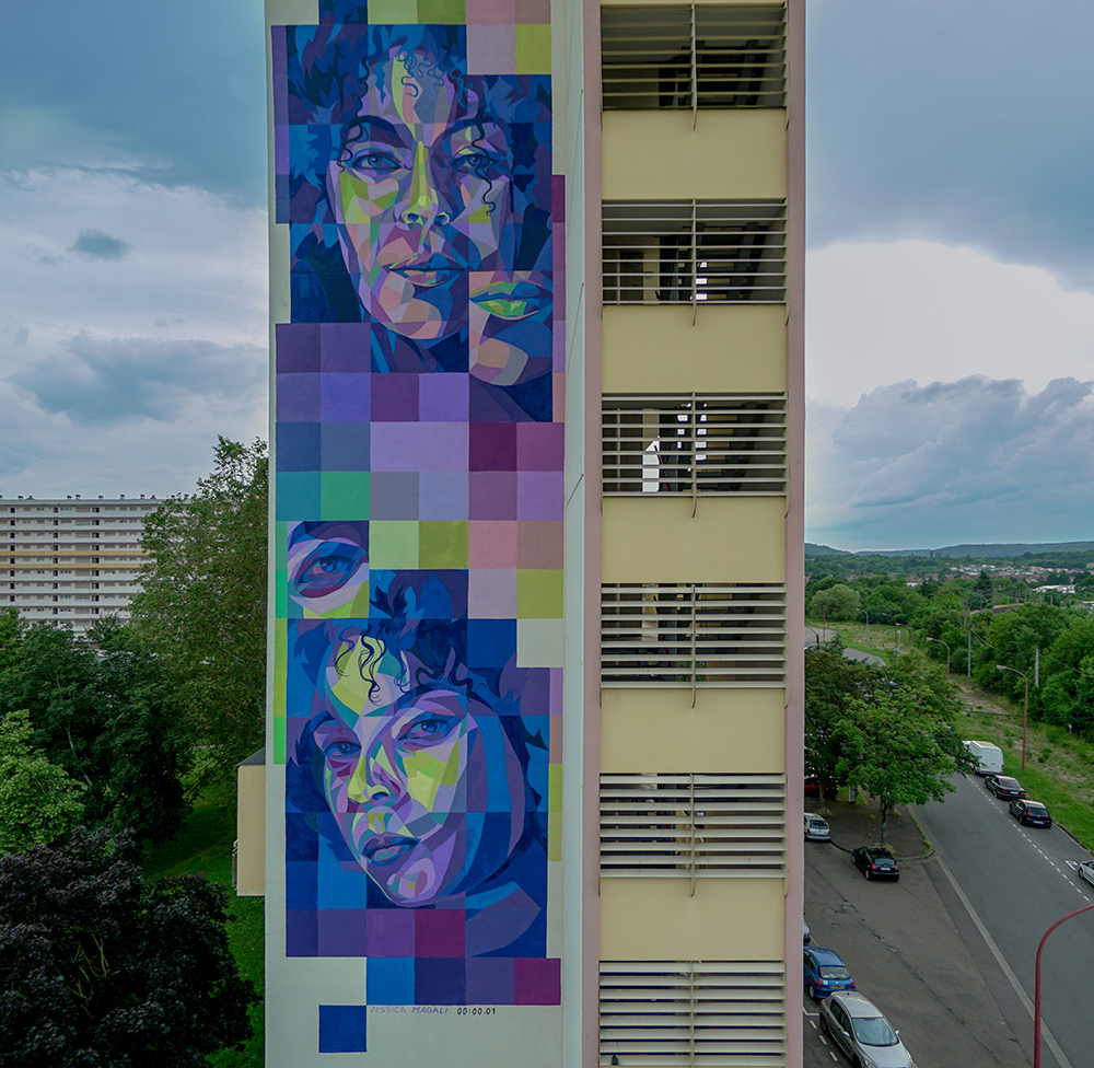 Large scale mural by Dourone in Metz, France